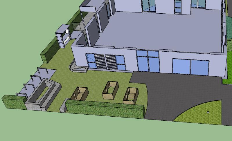 Garten mit Hochbeeten Ansicht 3D CAD